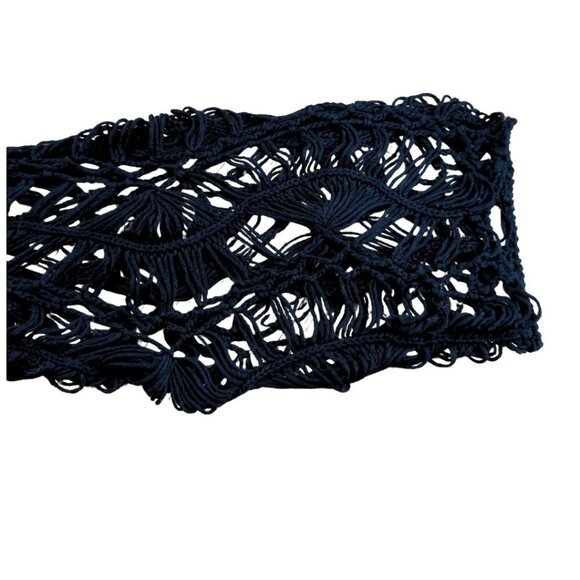 SOLD Sioni Black Sweater Open Knit Medium Large Handkerchief Hem Witchy Goth - Picture 10 of 10